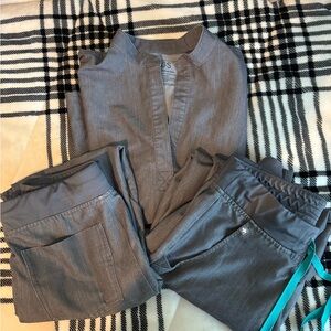 2 pairs of grey figs scrubs